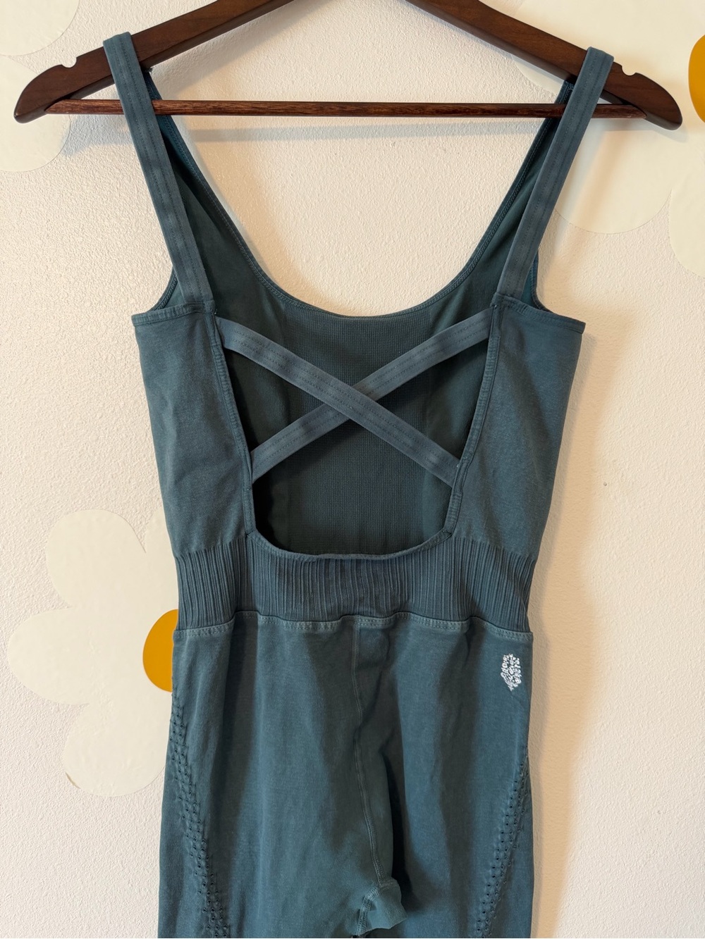 Free People Good Karma Onesie - Teal Seamless Strappy-Back Jumpsuit - Picture 9 of 14